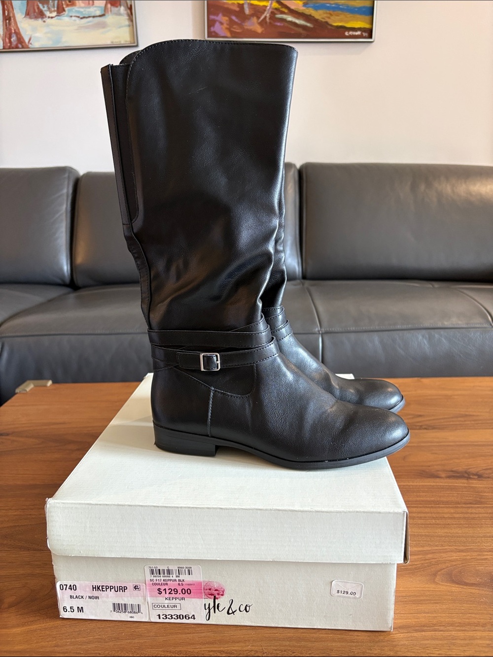 Style & Co Black Tall Faux Leather Riding Boots